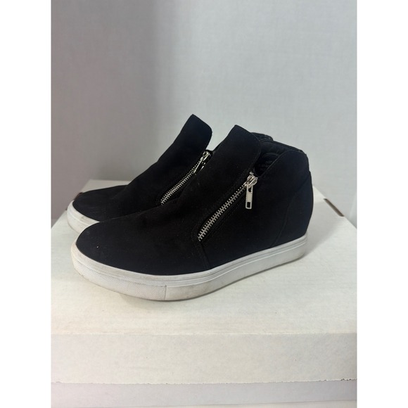 Cushionaire Shoes - Cushionaire Hart Black Wedge Sneakers Side Zip High Top Shoes Women 8M